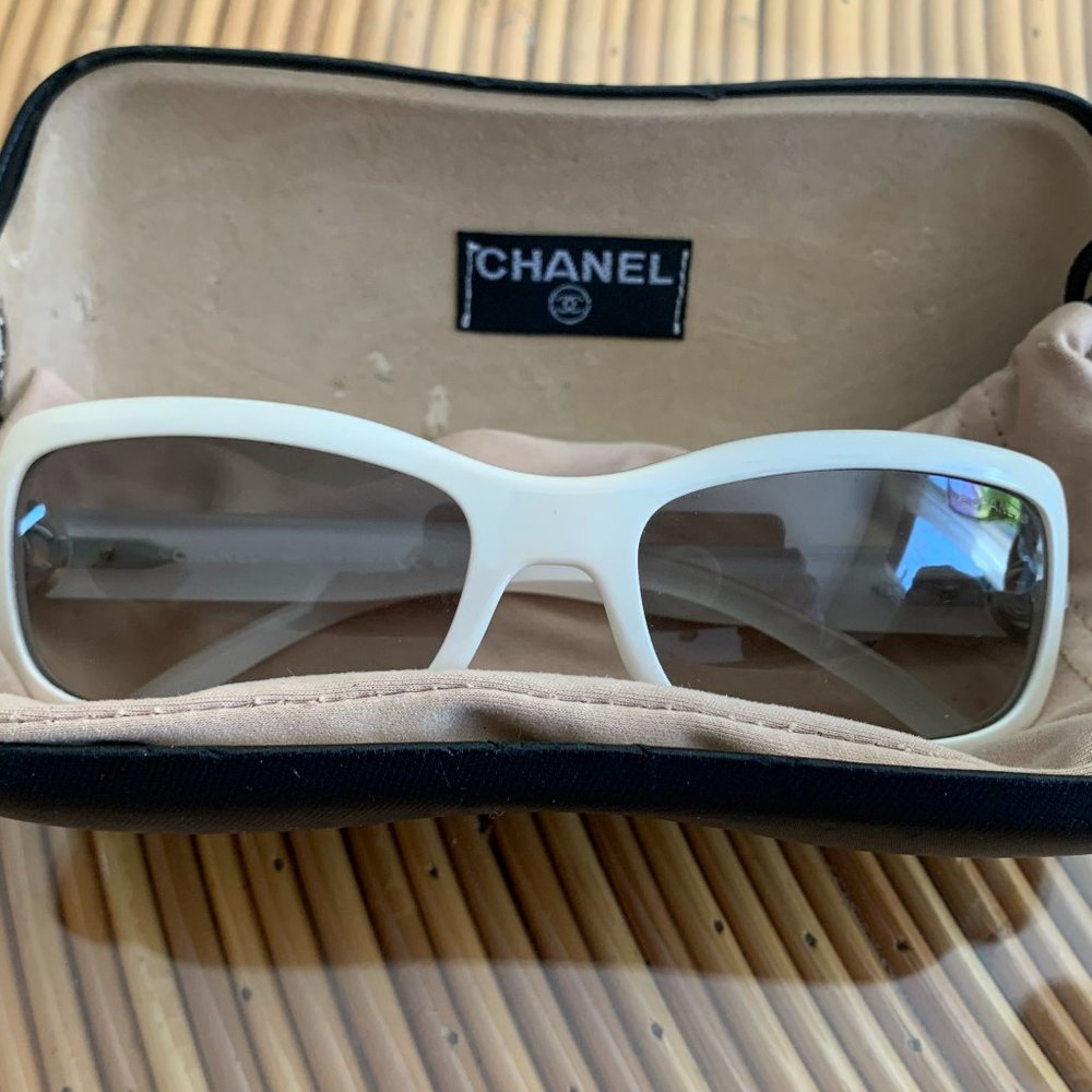 Authentic Chanel Sunglasses In White Colorway.
